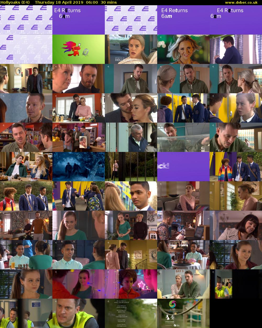 Hollyoaks (E4) Thursday 18 April 2019 06:00 - 06:30