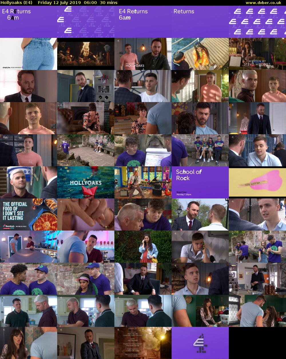 Hollyoaks (E4) Friday 12 July 2019 06:00 - 06:30