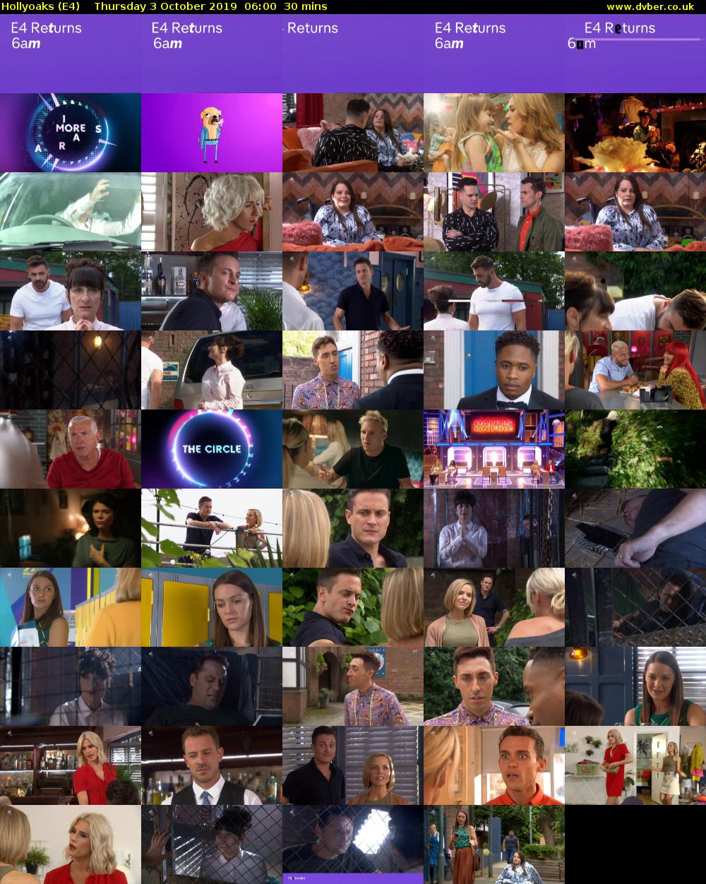 Hollyoaks (E4) Thursday 3 October 2019 06:00 - 06:30