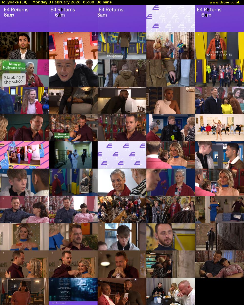Hollyoaks (E4) Monday 3 February 2020 06:00 - 06:30