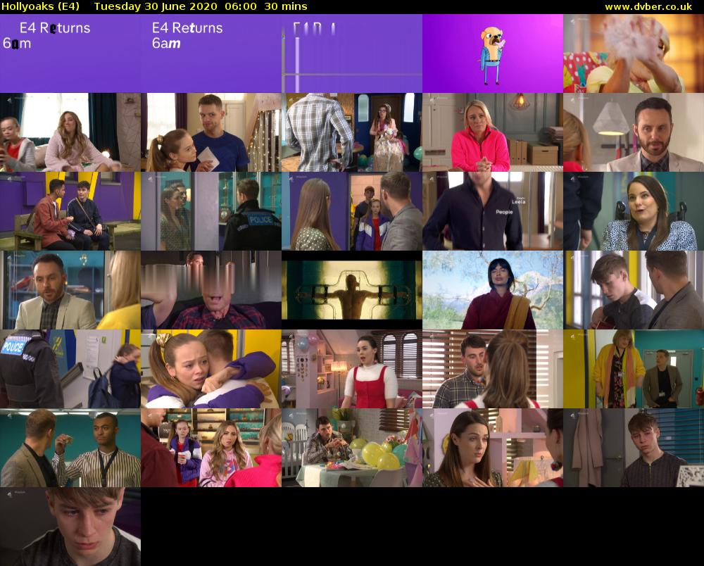 Hollyoaks (E4) Tuesday 30 June 2020 06:00 - 06:30