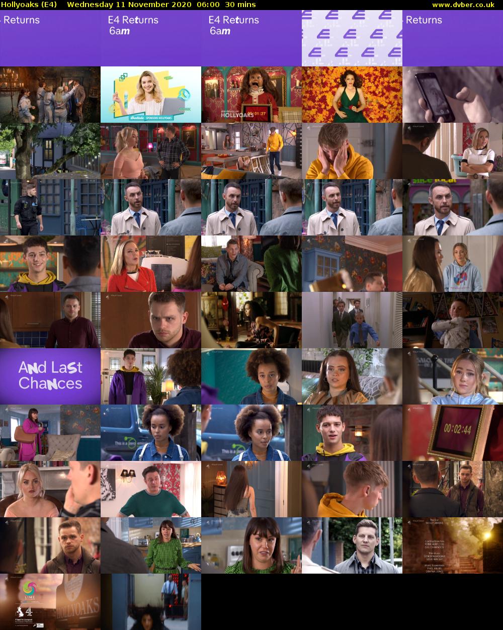 Hollyoaks (E4) Wednesday 11 November 2020 06:00 - 06:30