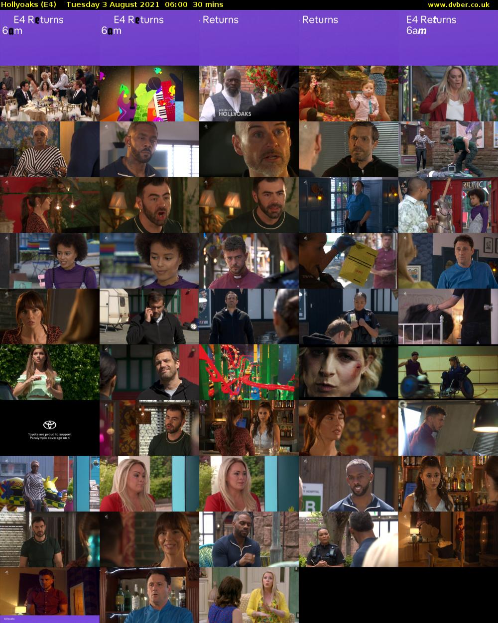 Hollyoaks (E4) Tuesday 3 August 2021 06:00 - 06:30