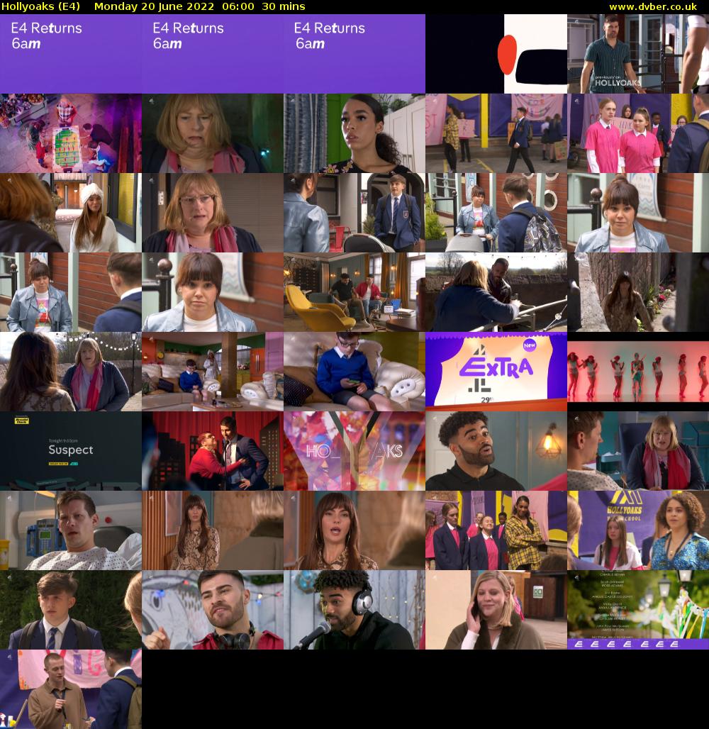 Hollyoaks (E4) Monday 20 June 2022 06:00 - 06:30