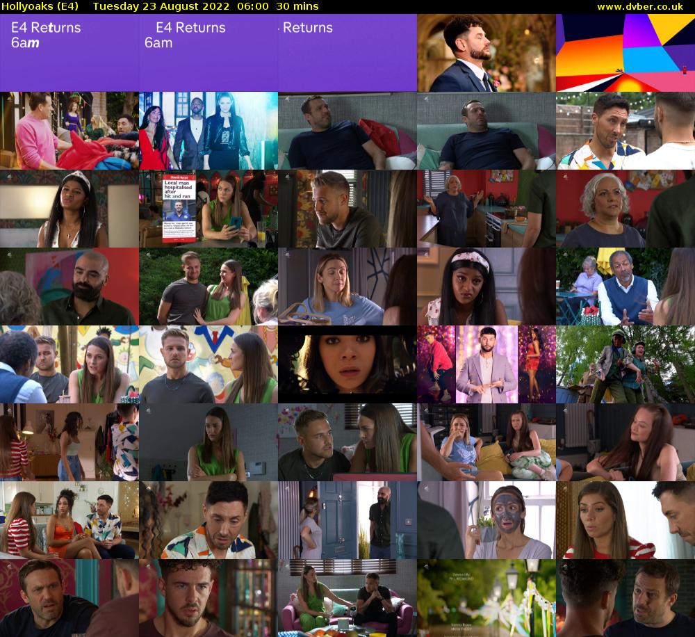 Hollyoaks (E4) Tuesday 23 August 2022 06:00 - 06:30