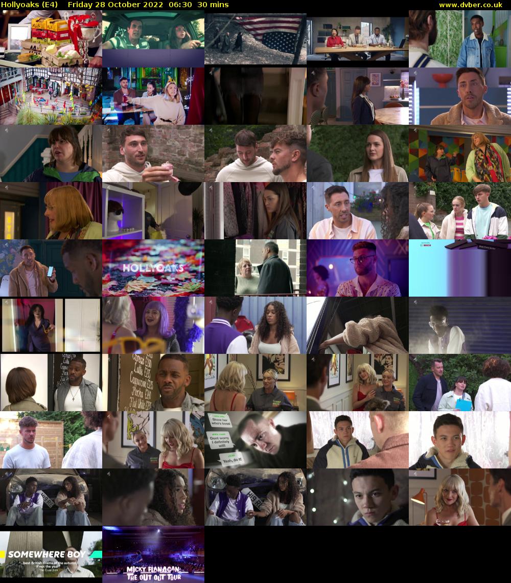 Hollyoaks (E4) Friday 28 October 2022 06:30 - 07:00