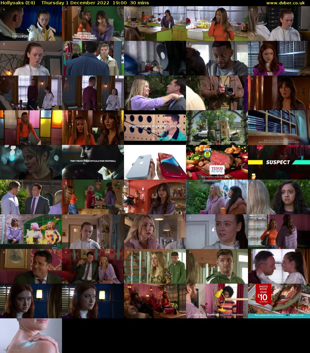Hollyoaks (E4) Thursday 1 December 2022 19:00 - 19:30