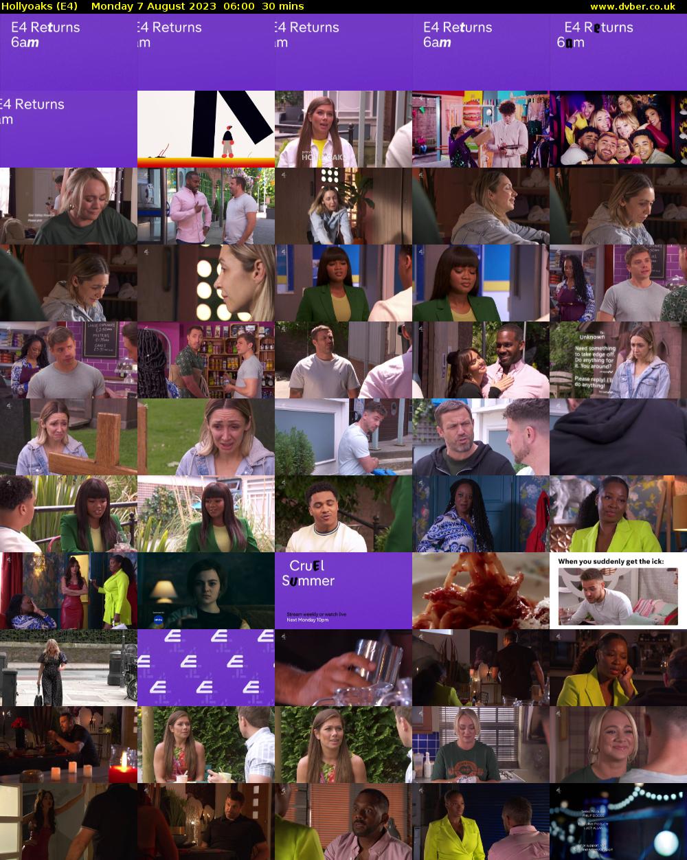 Hollyoaks (E4) Monday 7 August 2023 06:00 - 06:30