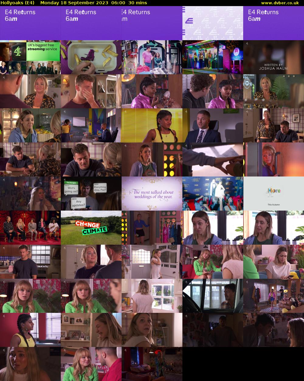 Hollyoaks (E4) Monday 18 September 2023 06:00 - 06:30