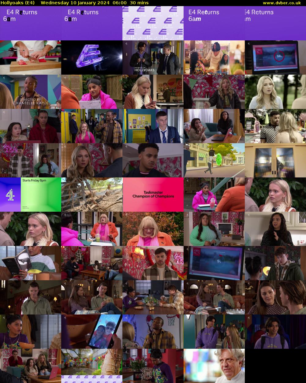 Hollyoaks (E4) Wednesday 10 January 2024 06:00 - 06:30