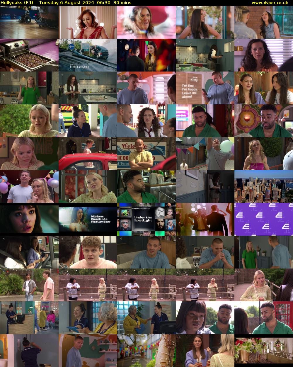 Hollyoaks (E4) Tuesday 6 August 2024 06:30 - 07:00