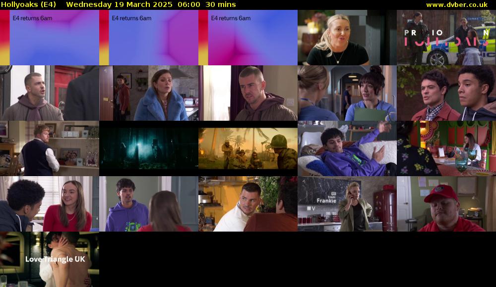 Hollyoaks (E4) Wednesday 19 March 2025 06:00 - 06:30