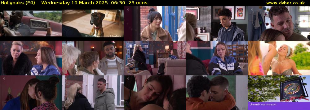 Hollyoaks (E4) Wednesday 19 March 2025 06:30 - 06:55