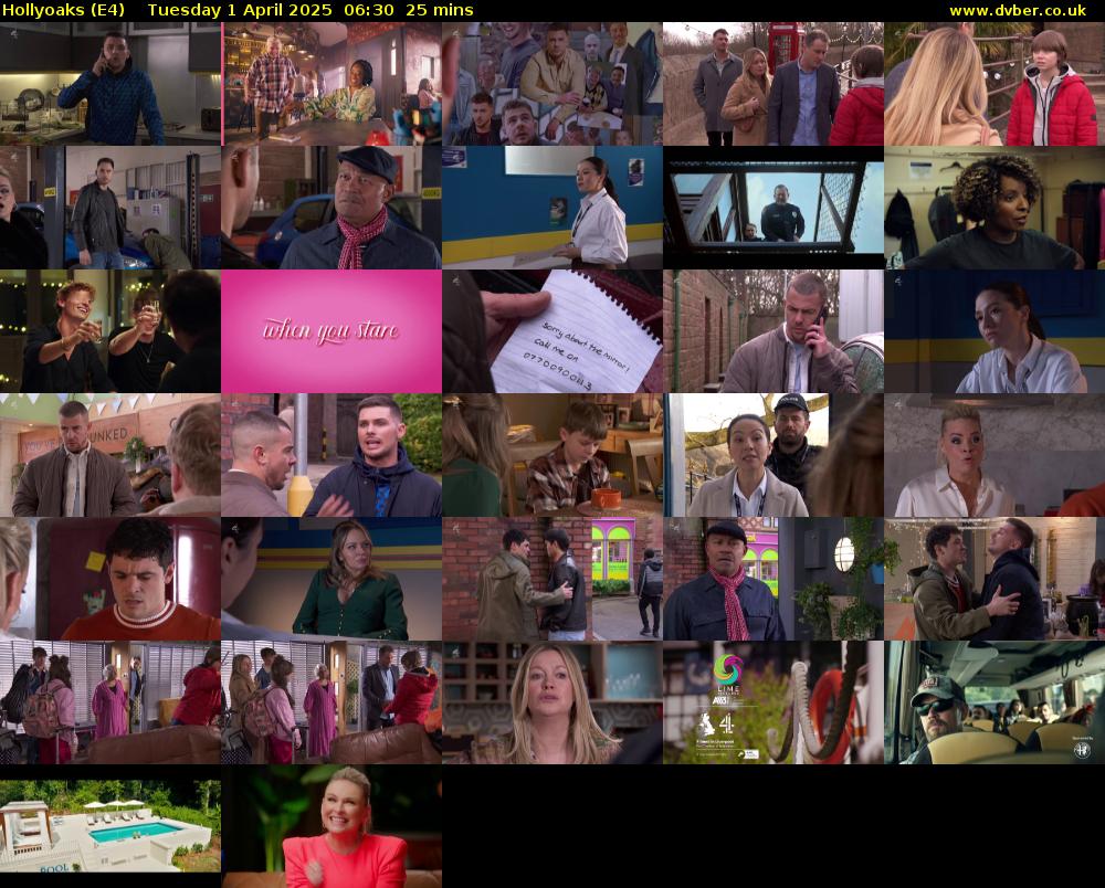 Hollyoaks (E4) Tuesday 1 April 2025 06:30 - 06:55