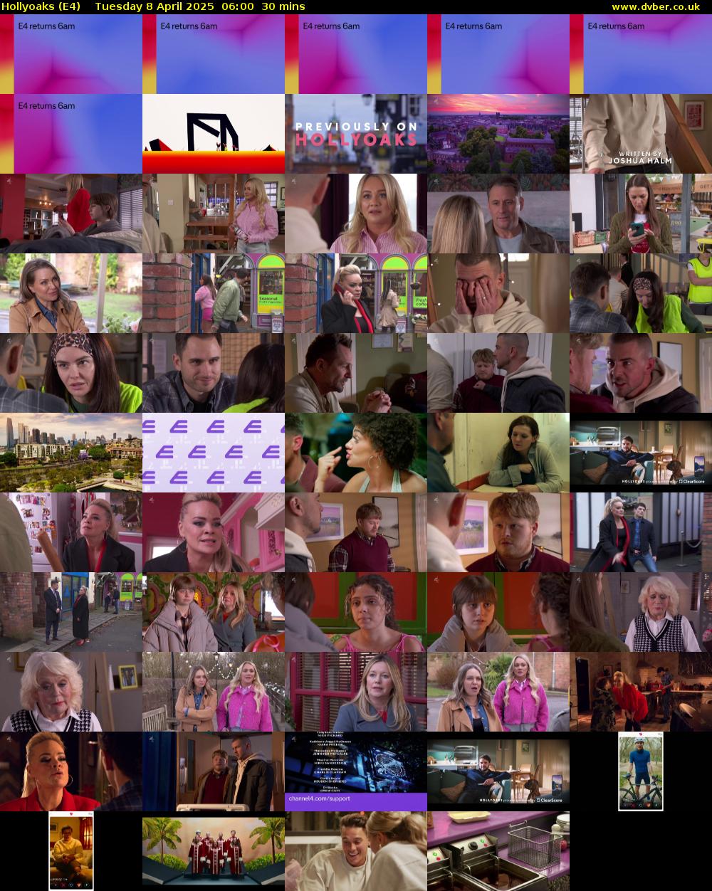 Hollyoaks (E4) Tuesday 8 April 2025 06:00 - 06:30