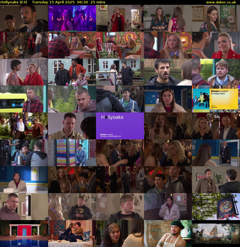 Hollyoaks (E4) Tuesday 15 April 2025 06:30 - 06:55