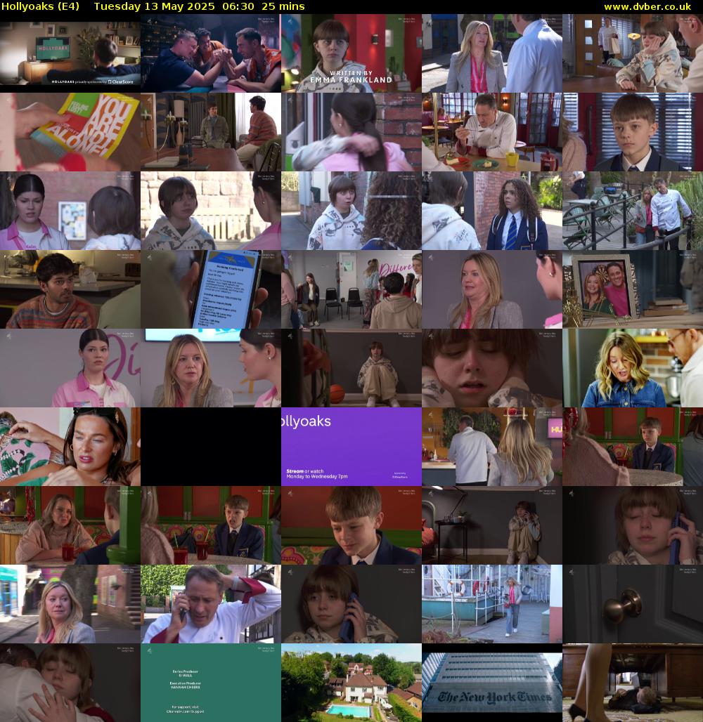 Hollyoaks (E4) Tuesday 13 May 2025 06:30 - 06:55