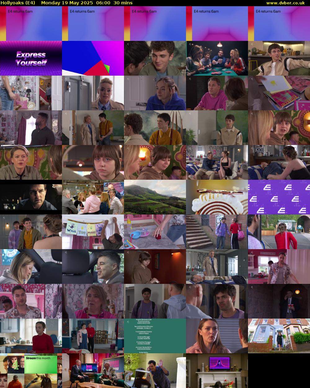 Hollyoaks (E4) Monday 19 May 2025 06:00 - 06:30
