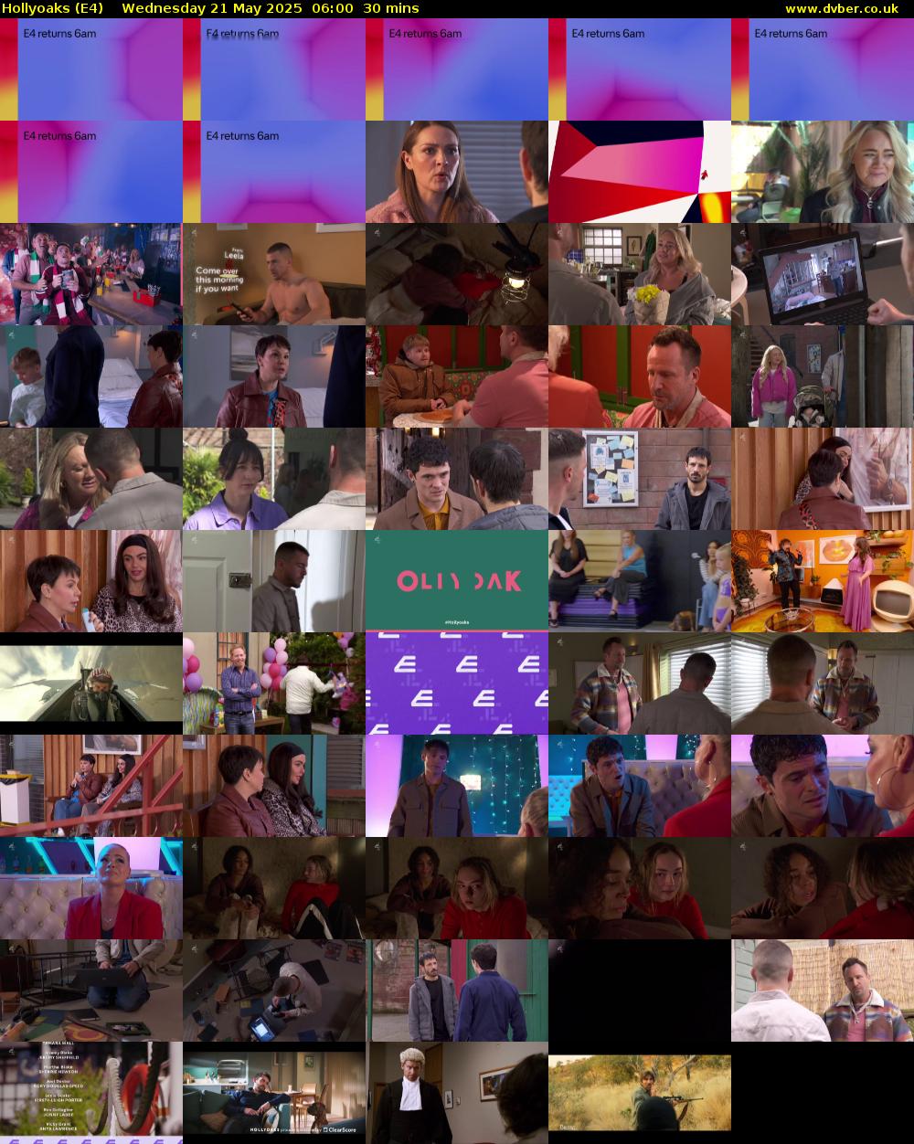 Hollyoaks (E4) Wednesday 21 May 2025 06:00 - 06:30