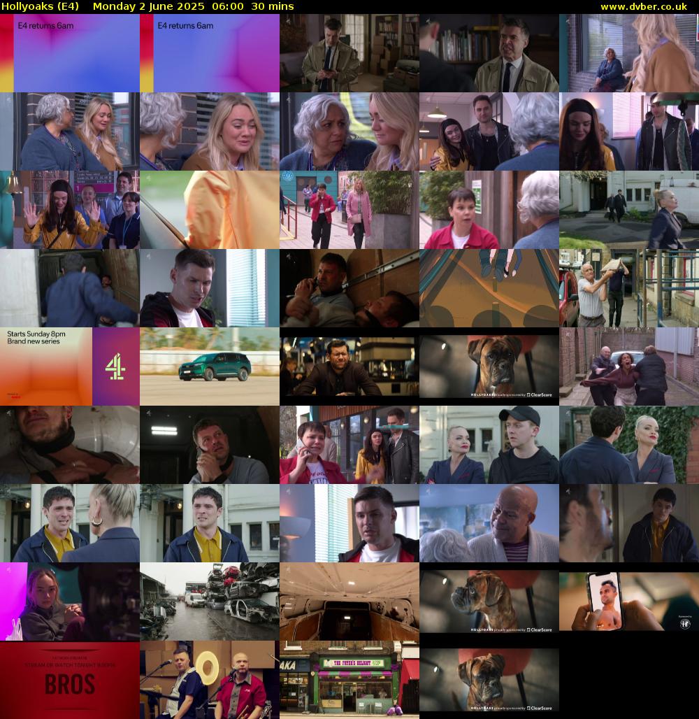 Hollyoaks (E4) Monday 2 June 2025 06:00 - 06:30