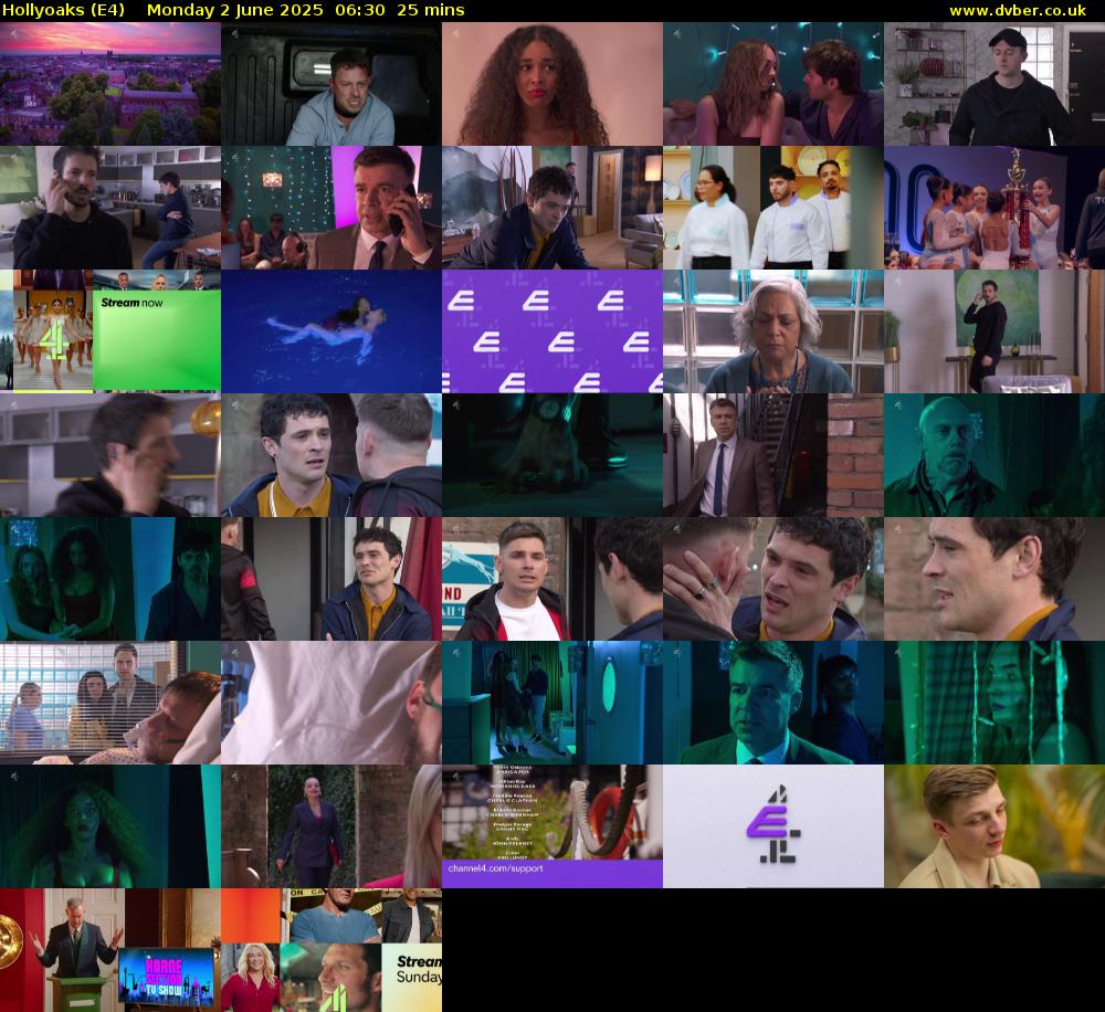 Hollyoaks (E4) Monday 2 June 2025 06:30 - 06:55