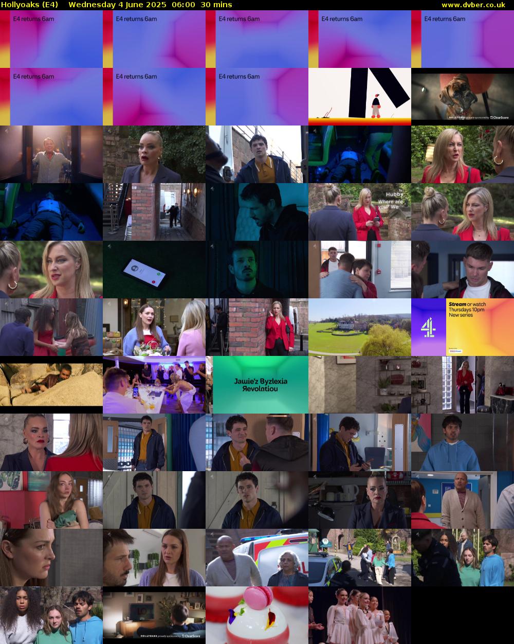 Hollyoaks (E4) Wednesday 4 June 2025 06:00 - 06:30