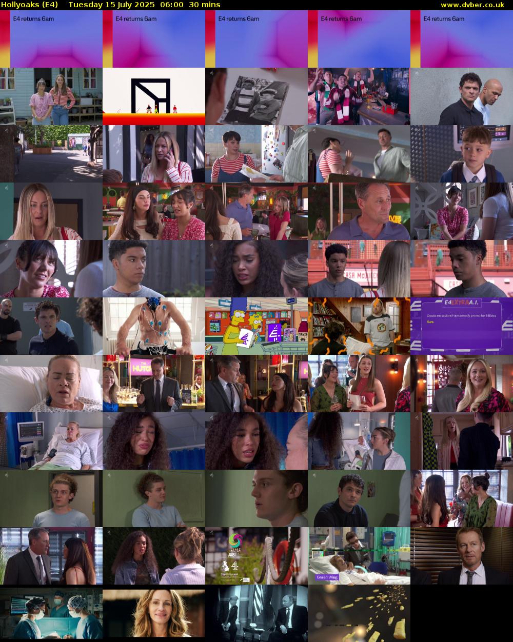 Hollyoaks (E4) Tuesday 15 July 2025 06:00 - 06:30