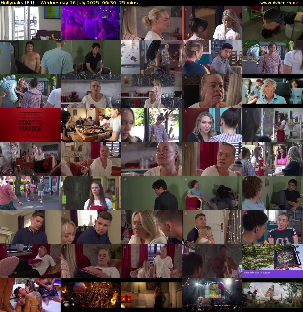 Hollyoaks (E4) Wednesday 16 July 2025 06:30 - 06:55