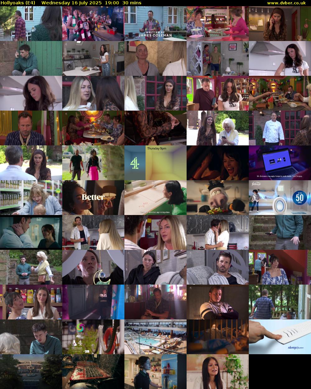 Hollyoaks (E4) Wednesday 16 July 2025 19:00 - 19:30