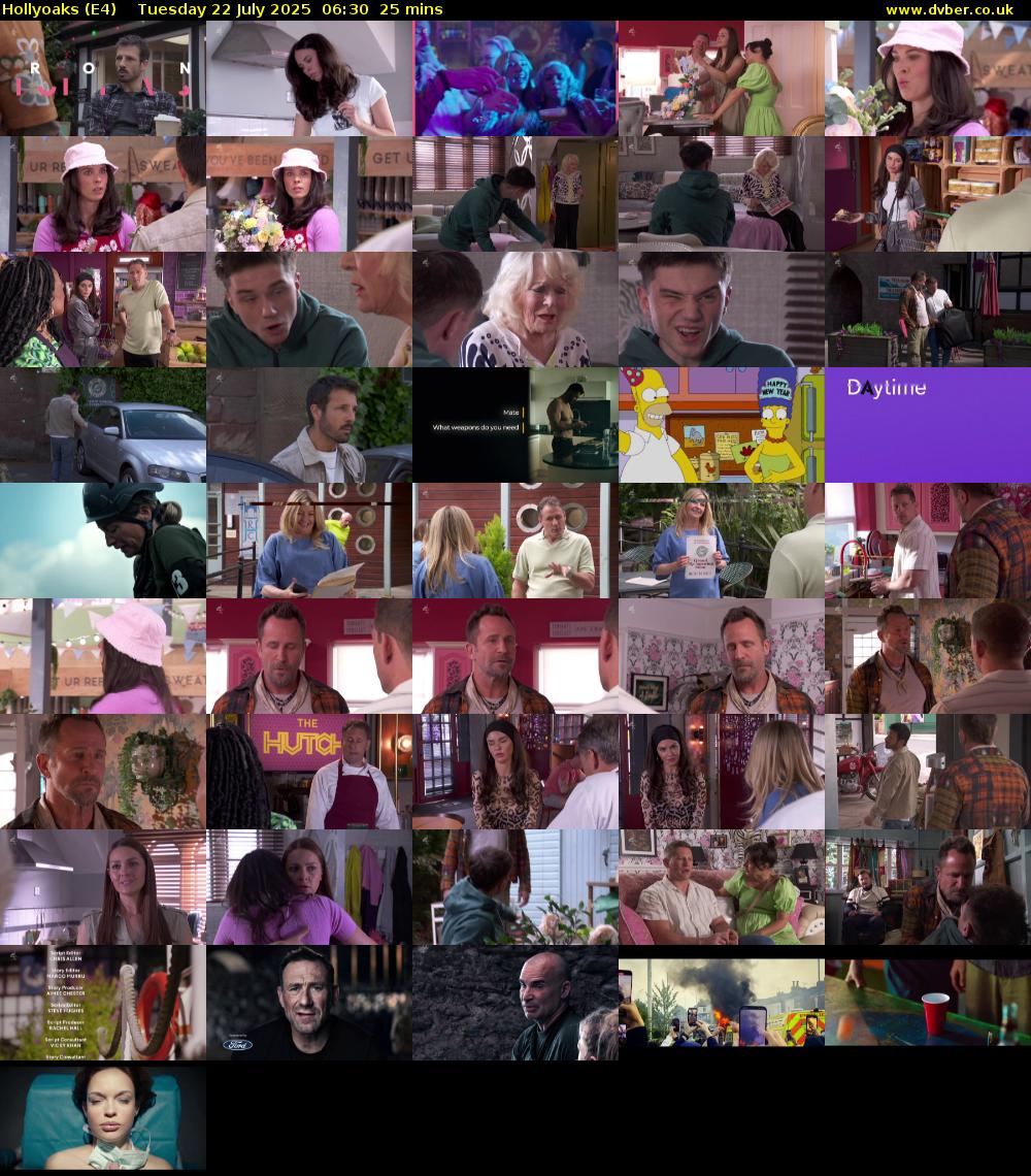 Hollyoaks (E4) Tuesday 22 July 2025 06:30 - 06:55