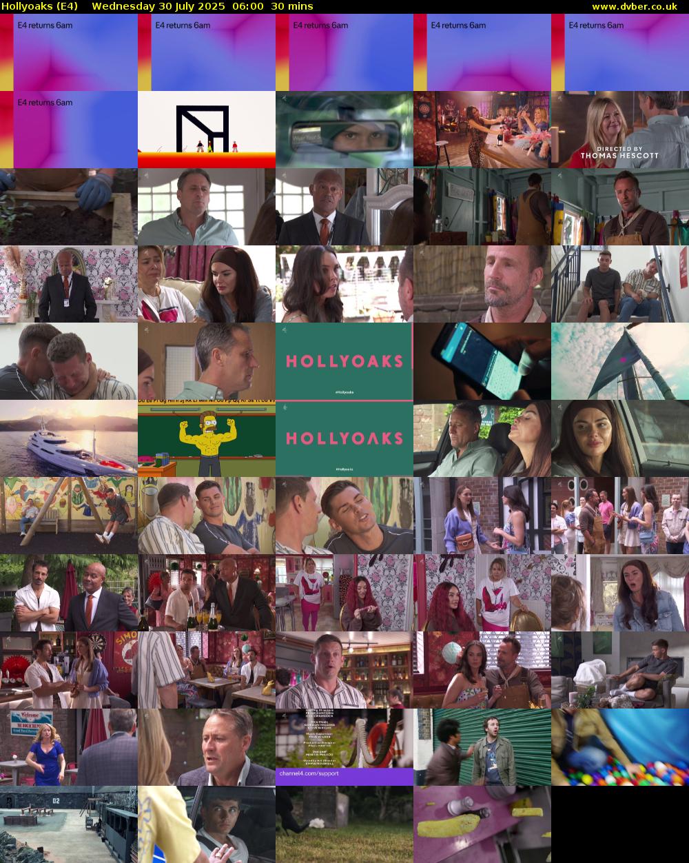 Hollyoaks (E4) Wednesday 30 July 2025 06:00 - 06:30