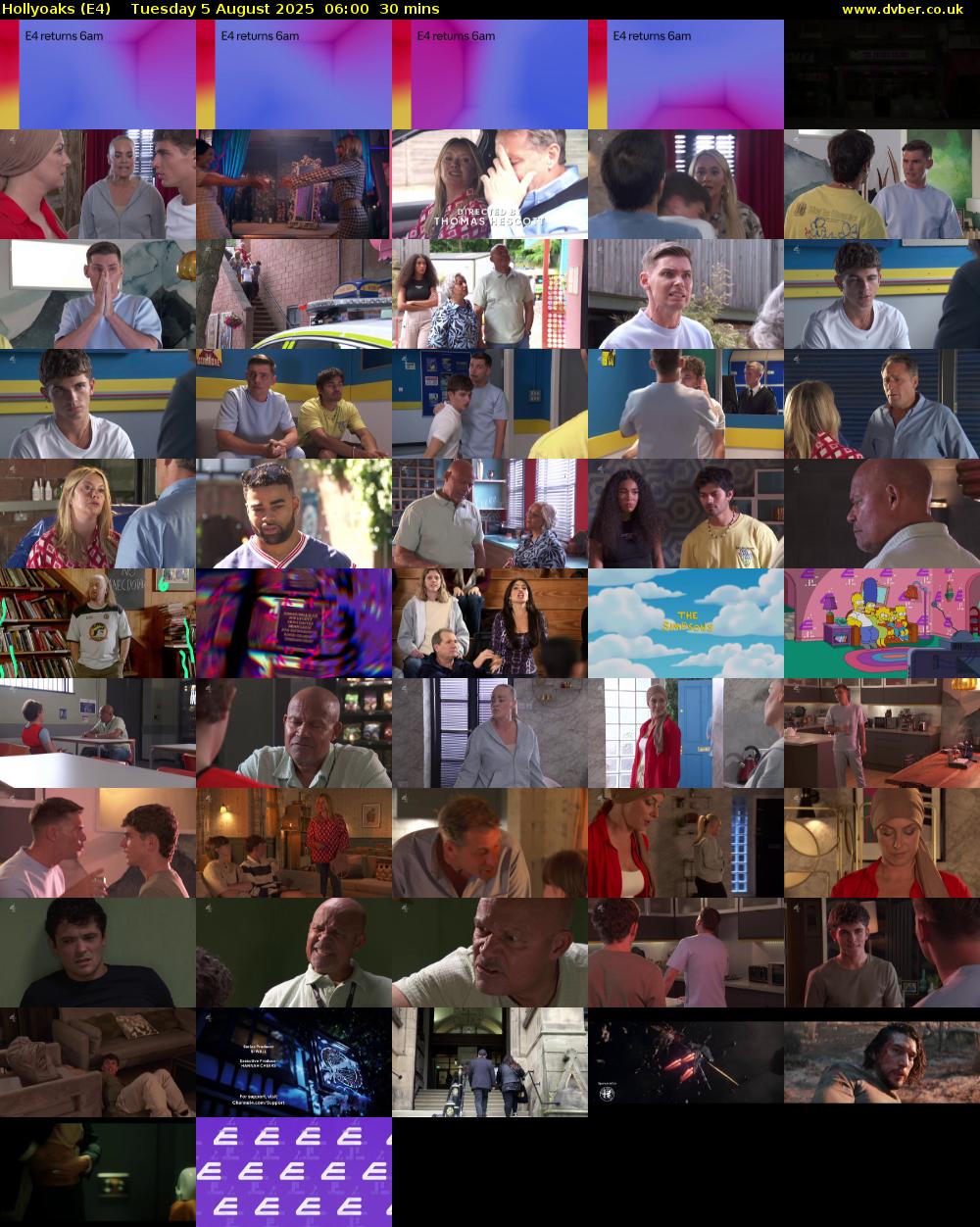 Hollyoaks (E4) Tuesday 5 August 2025 06:00 - 06:30