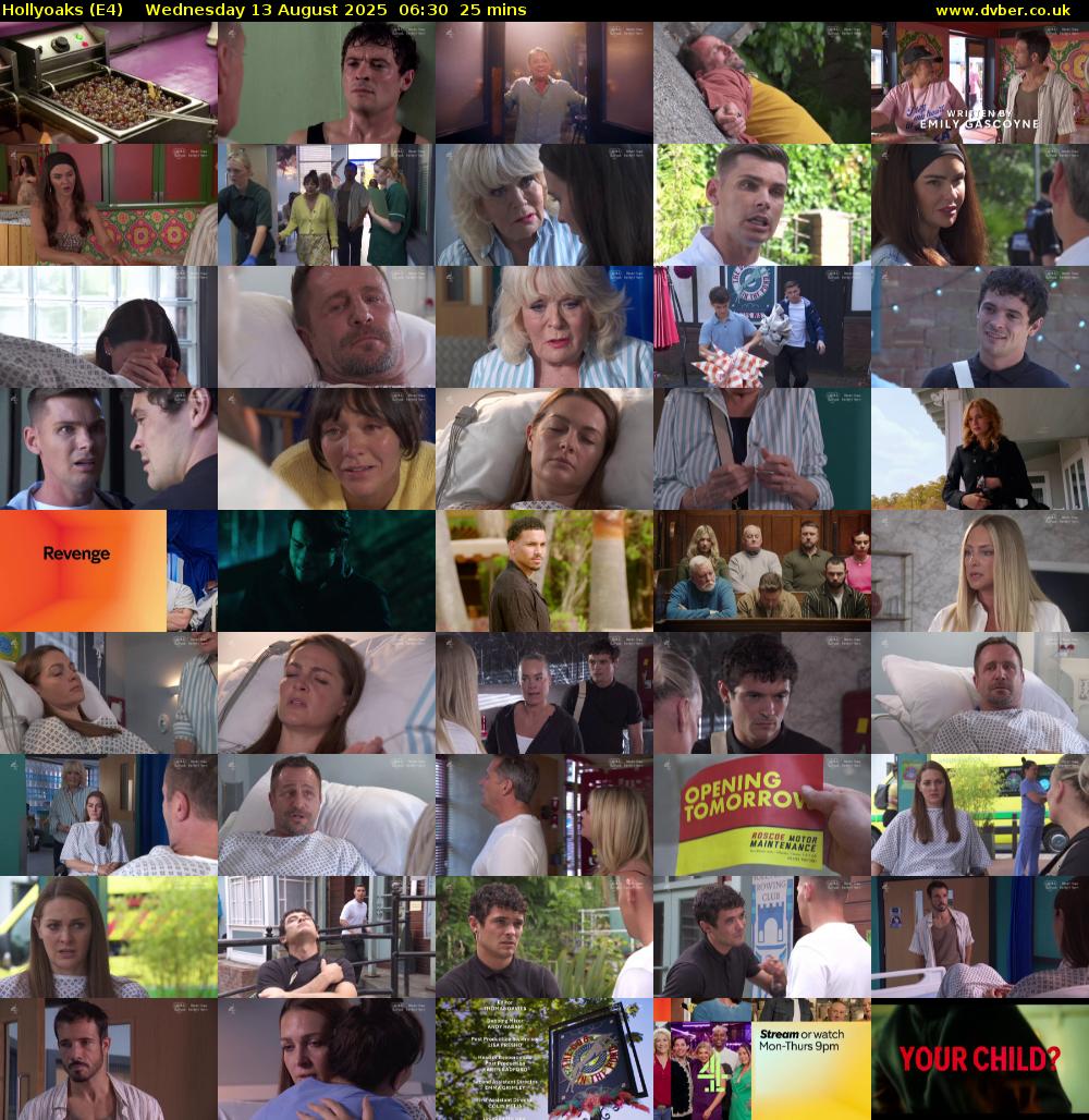 Hollyoaks (E4) Wednesday 13 August 2025 06:30 - 06:55