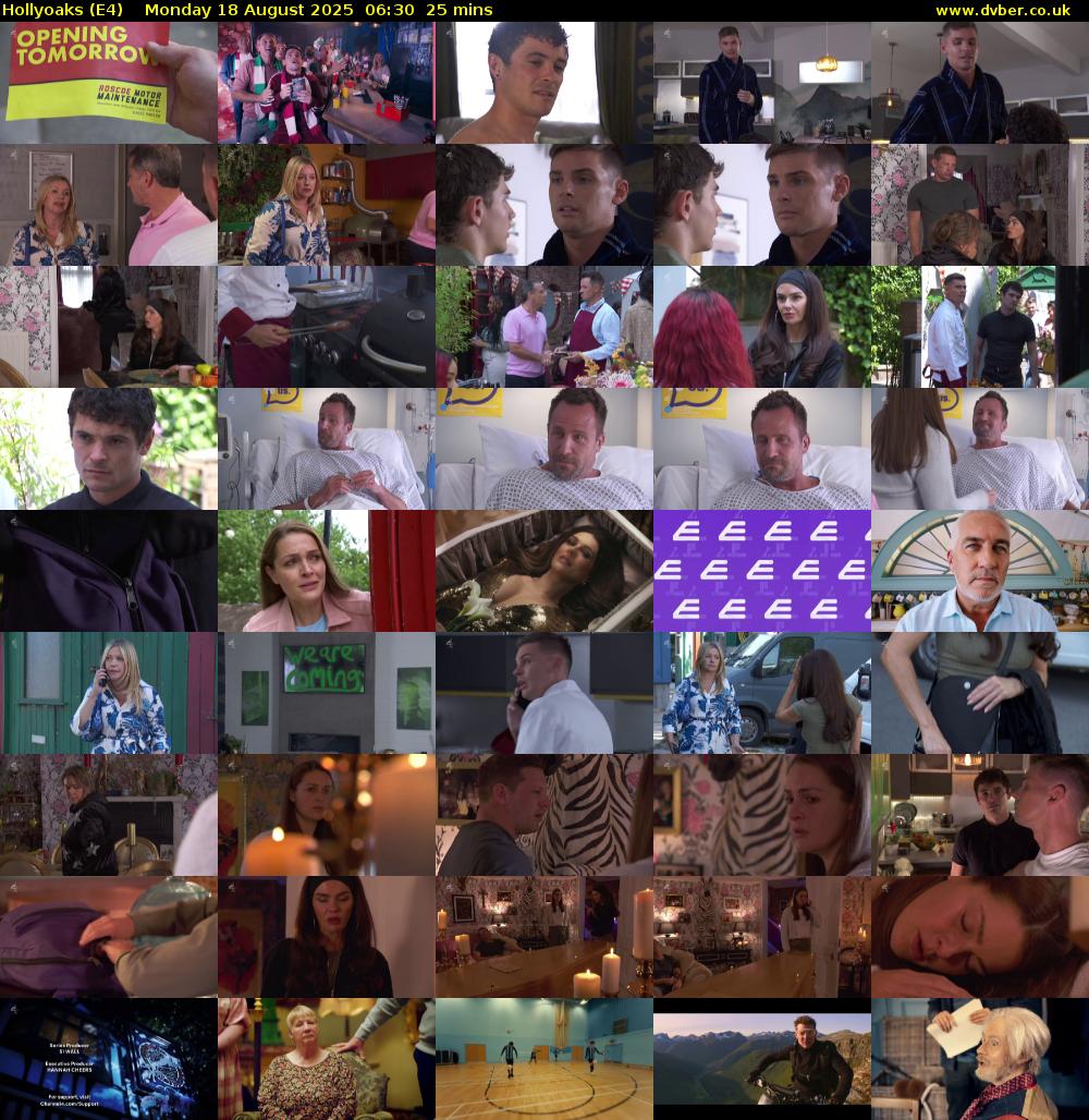 Hollyoaks (E4) Monday 18 August 2025 06:30 - 06:55