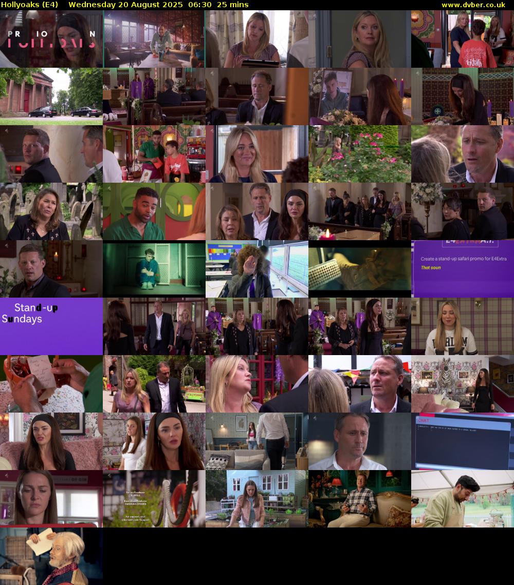 Hollyoaks (E4) Wednesday 20 August 2025 06:30 - 06:55