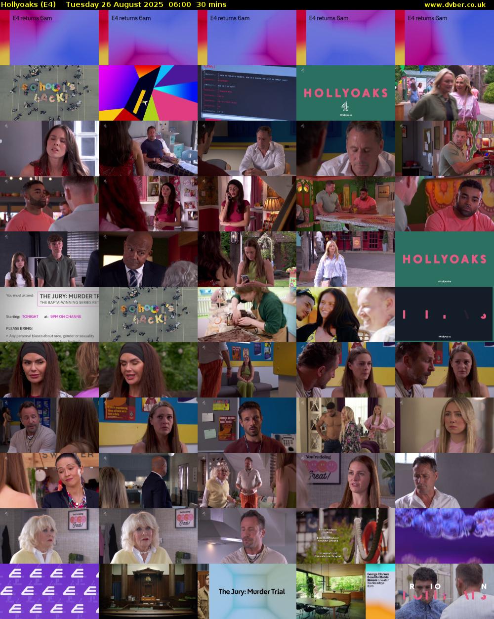 Hollyoaks (E4) Tuesday 26 August 2025 06:00 - 06:30