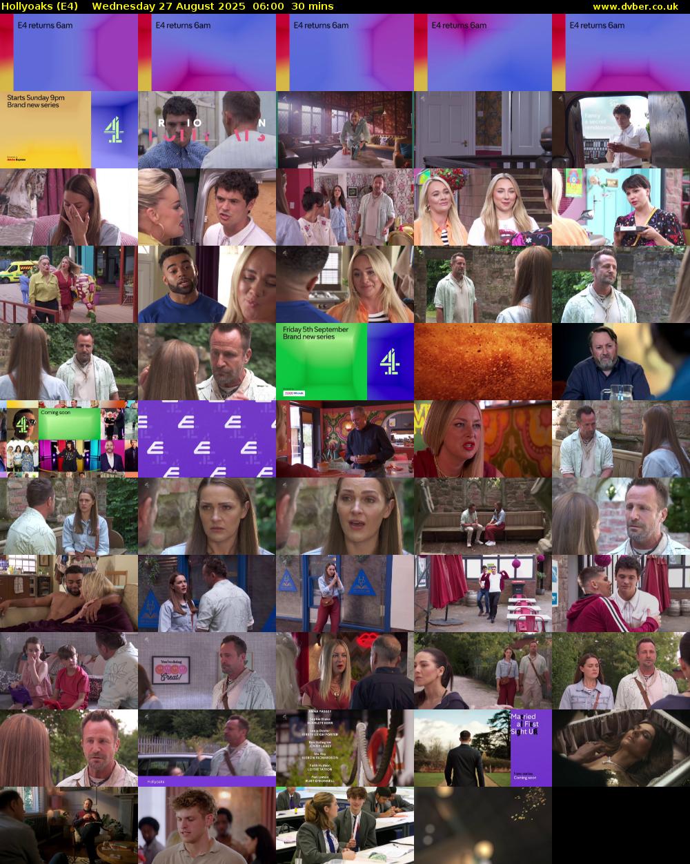 Hollyoaks (E4) Wednesday 27 August 2025 06:00 - 06:30
