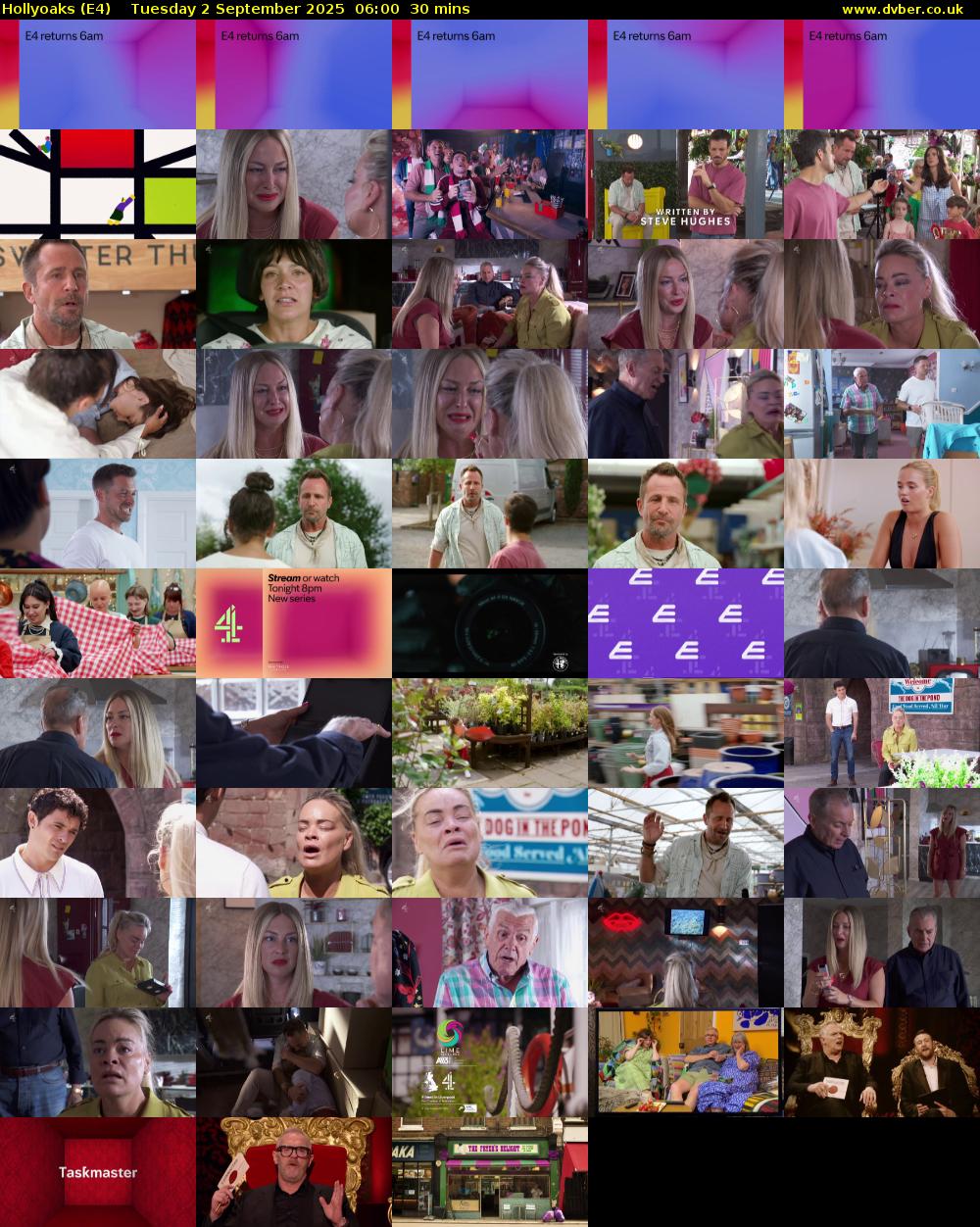 Hollyoaks (E4) Tuesday 2 September 2025 06:00 - 06:30