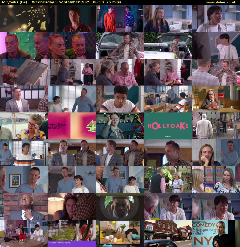 Hollyoaks (E4) Wednesday 3 September 2025 06:30 - 06:55