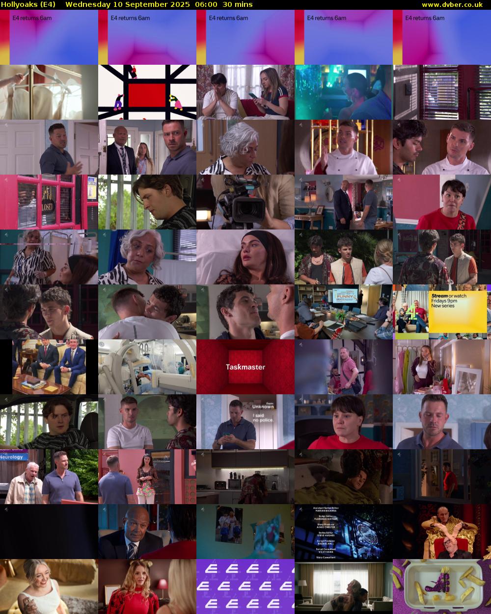 Hollyoaks (E4) Wednesday 10 September 2025 06:00 - 06:30