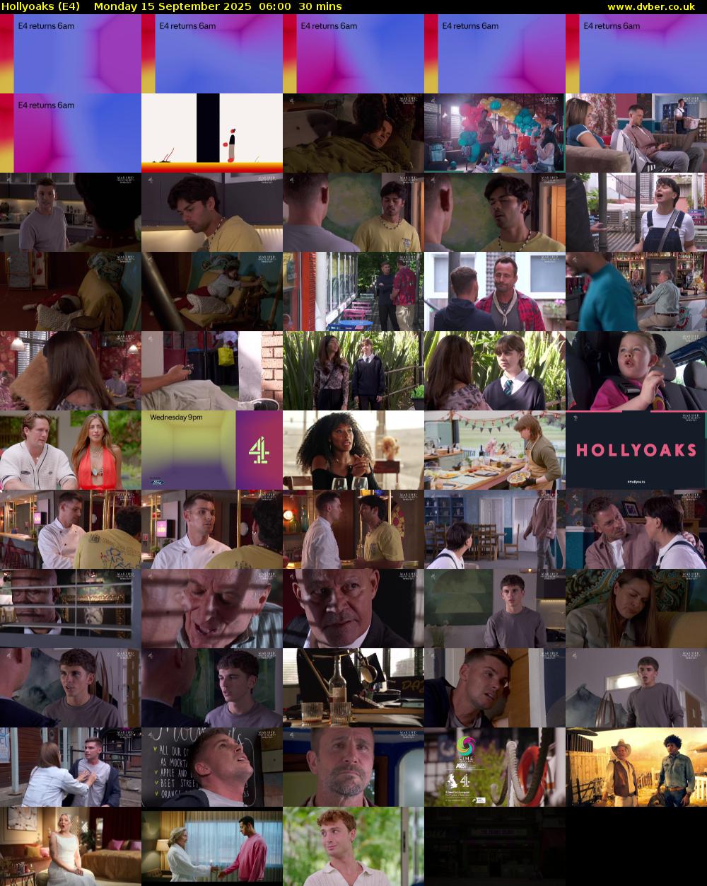 Hollyoaks (E4) Monday 15 September 2025 06:00 - 06:30