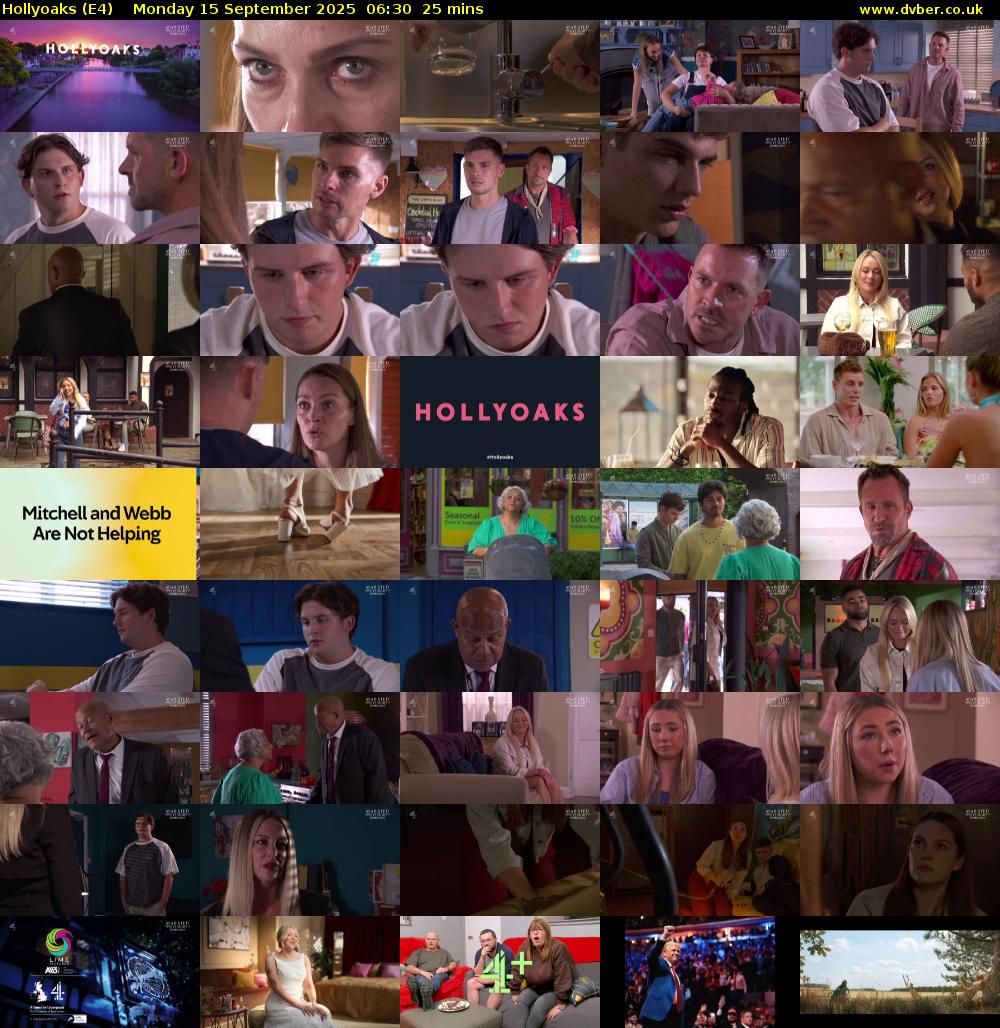 Hollyoaks (E4) Monday 15 September 2025 06:30 - 06:55