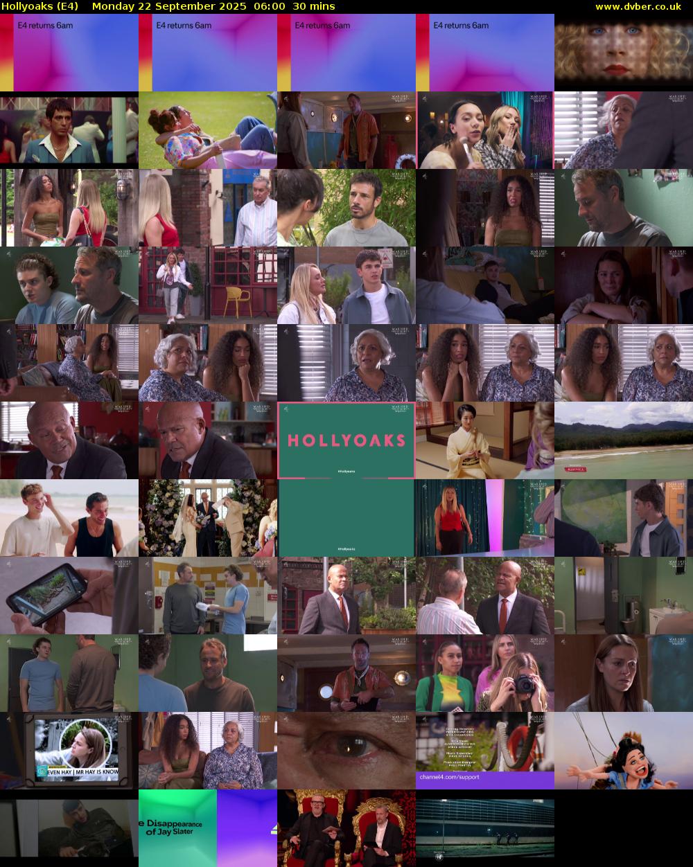 Hollyoaks (E4) Monday 22 September 2025 06:00 - 06:30