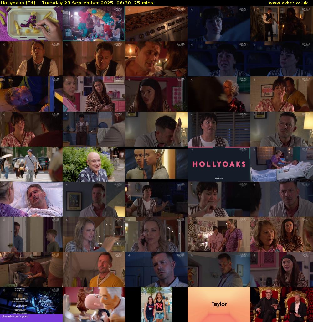 Hollyoaks (E4) Tuesday 23 September 2025 06:30 - 06:55