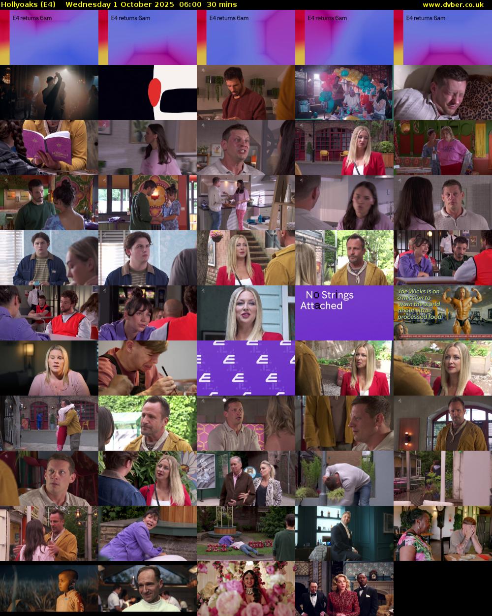 Hollyoaks (E4) Wednesday 1 October 2025 06:00 - 06:30