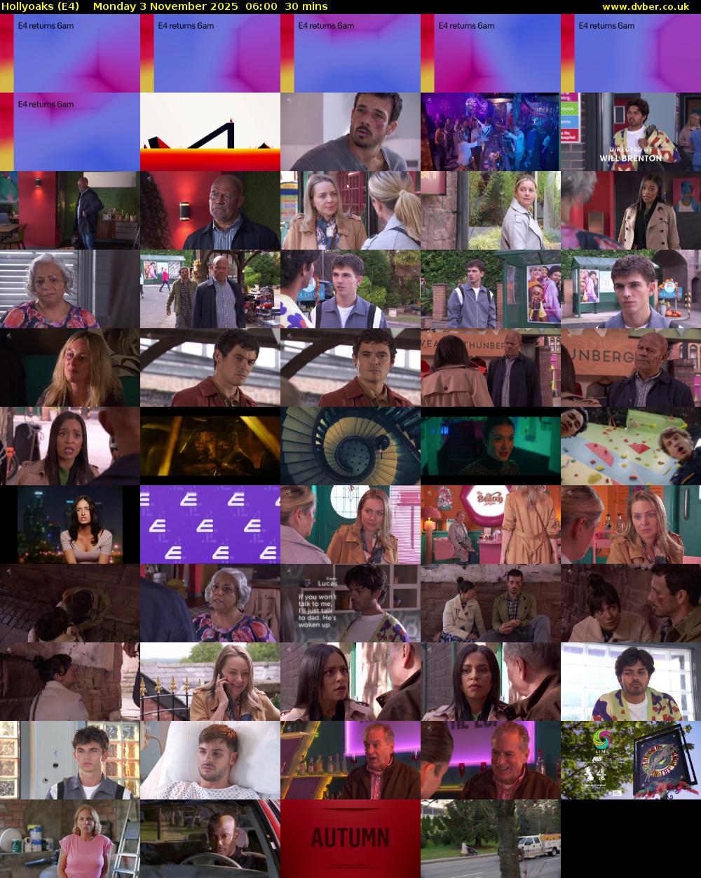 Hollyoaks (E4) Monday 3 November 2025 06:00 - 06:30