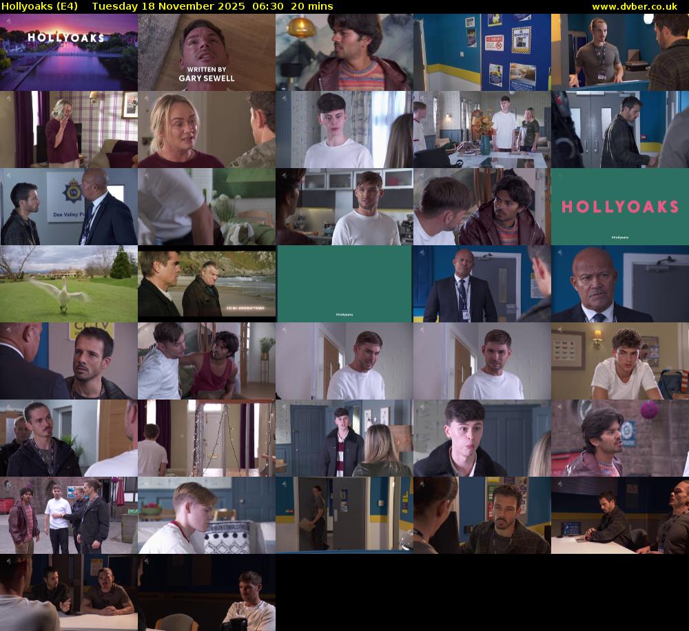 Hollyoaks (E4) Tuesday 18 November 2025 06:30 - 06:50