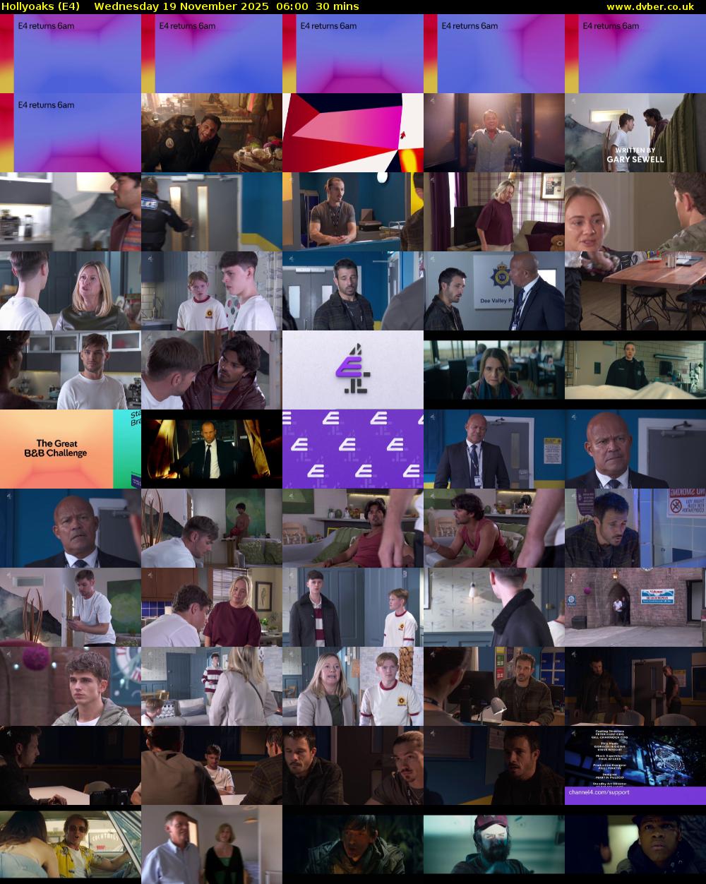 Hollyoaks (E4) Wednesday 19 November 2025 06:00 - 06:30