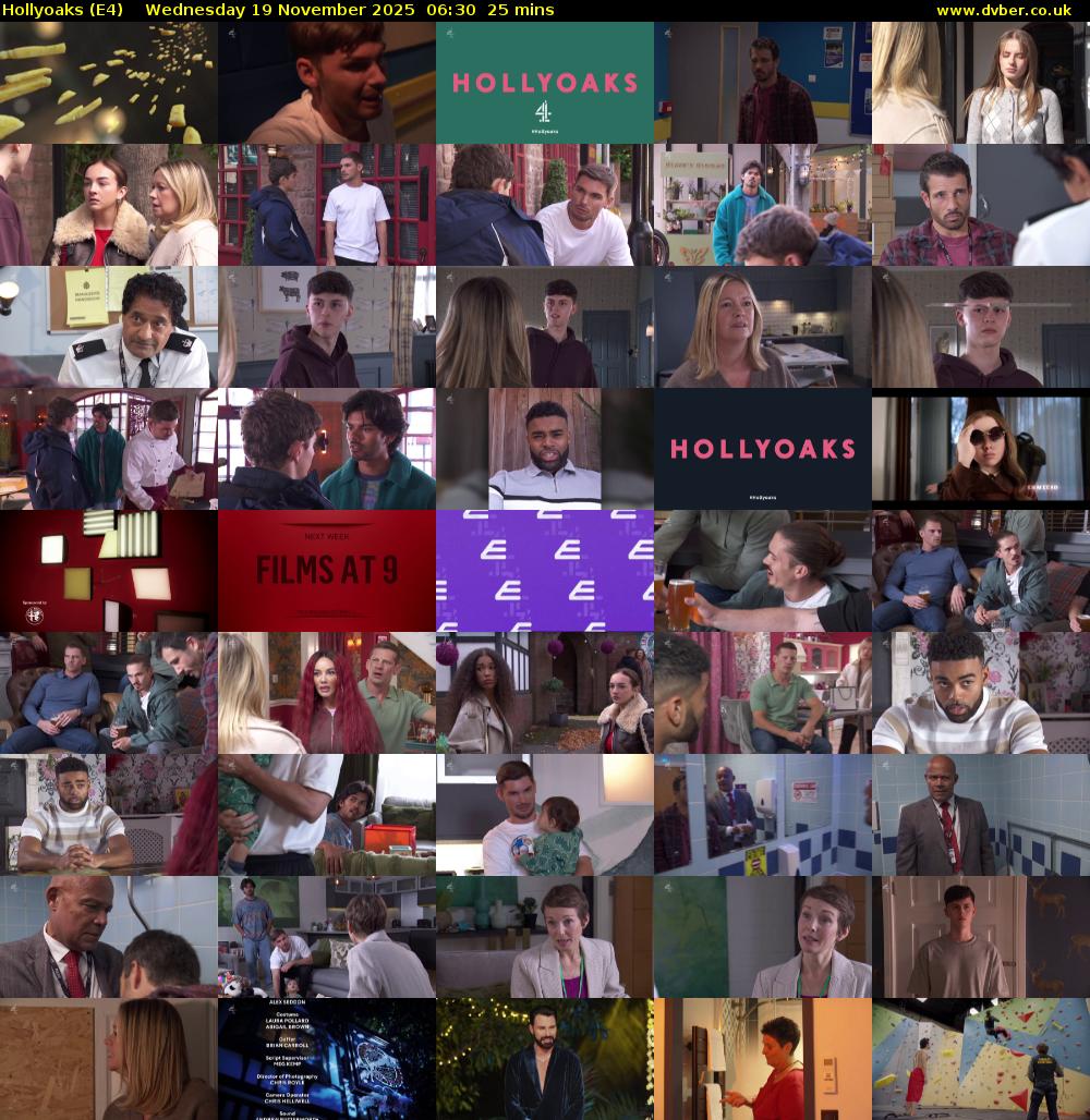 Hollyoaks (E4) Wednesday 19 November 2025 06:30 - 06:55