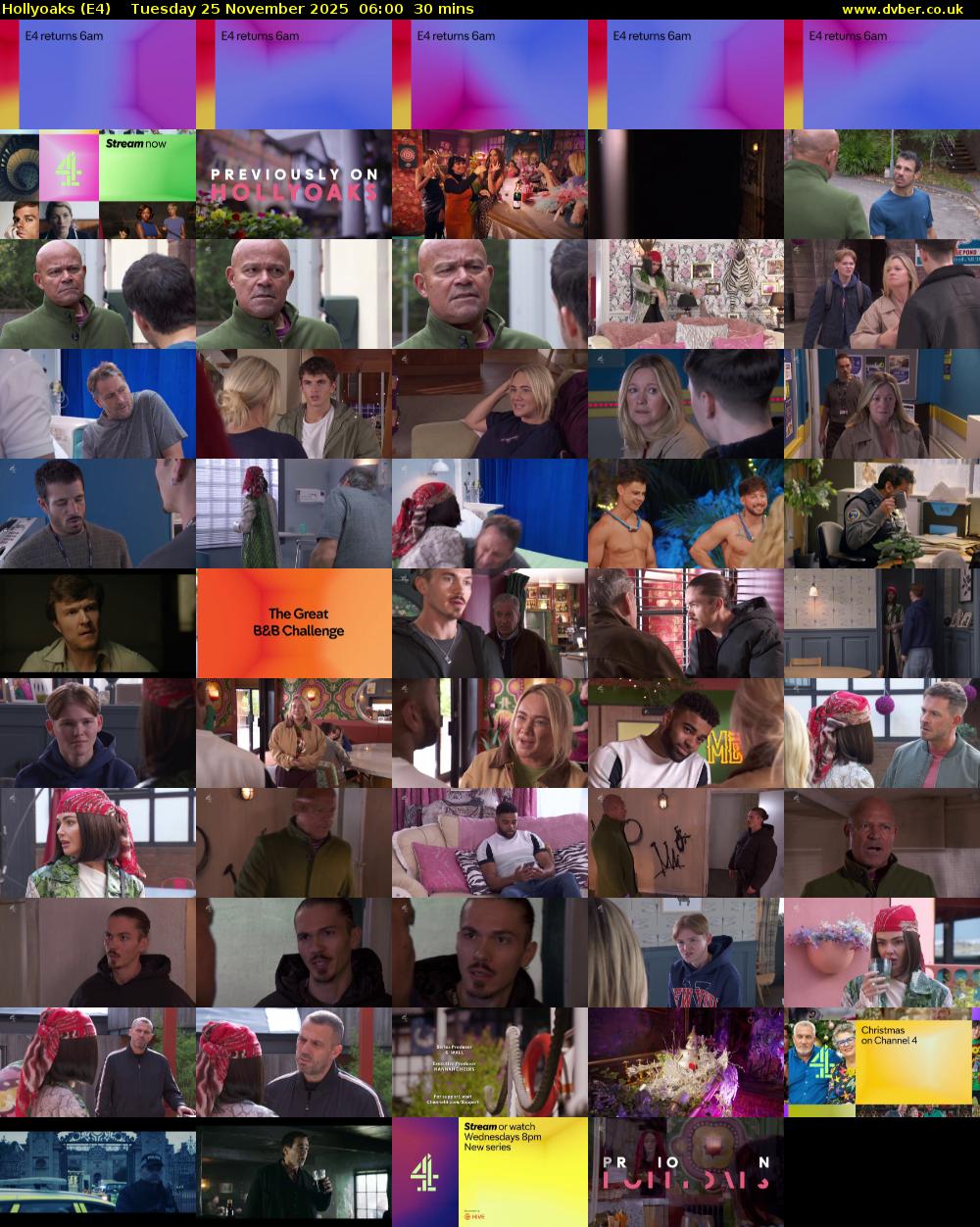 Hollyoaks (E4) Tuesday 25 November 2025 06:00 - 06:30